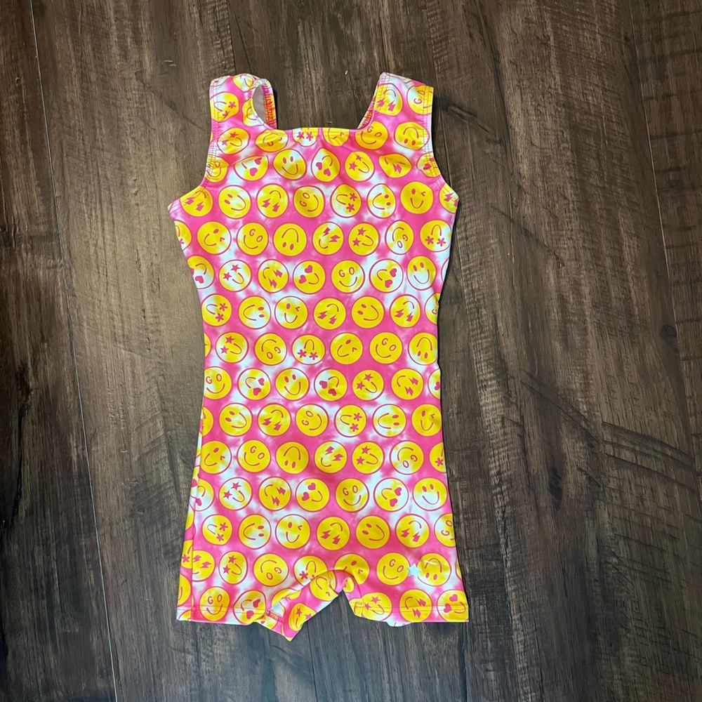 Just Smile Destira Unitard XS Gymnastics Leotard Smiley Face